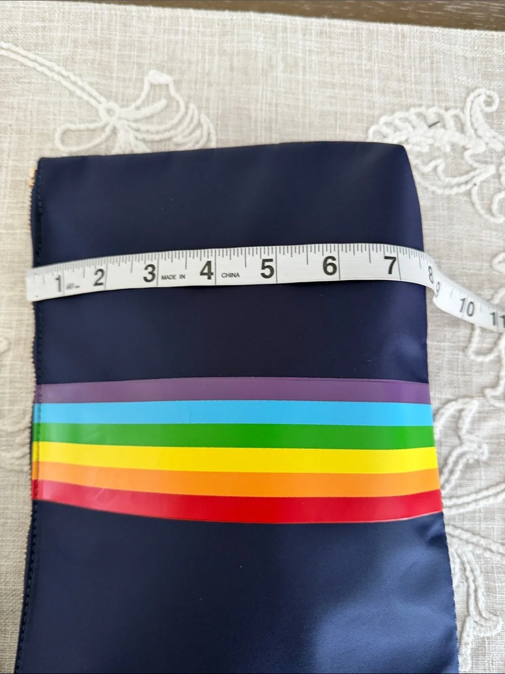 Ah!dorned Navy with Rainbow Stripe Clutch with Tassel Pull